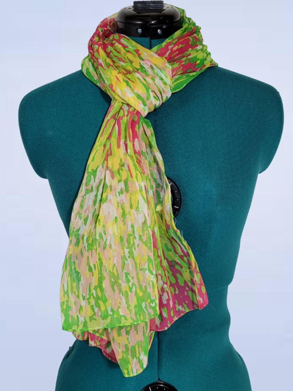 Lightweight Chiffon Multicolour Scarf with Abstract Pattern